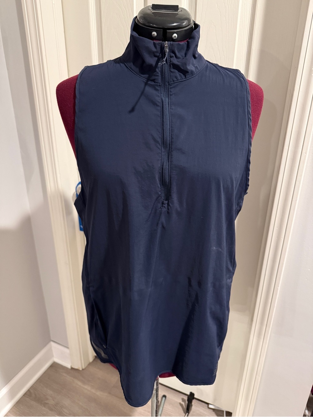 New Balance Navy Sleeveless Half-Zip Running Vest